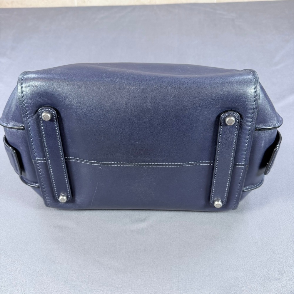 Coach Ace Satchel Glovetanned Leather Navy Blue 12x8x6.5 Braided Handles 37017 - Picture 14 of 16